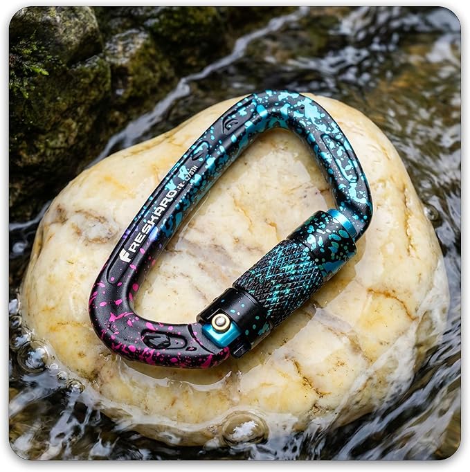 FresKaro UIAA Certified 25KN Auto Locking Climbing Carabiner Clips, Twist Lock - Image 6