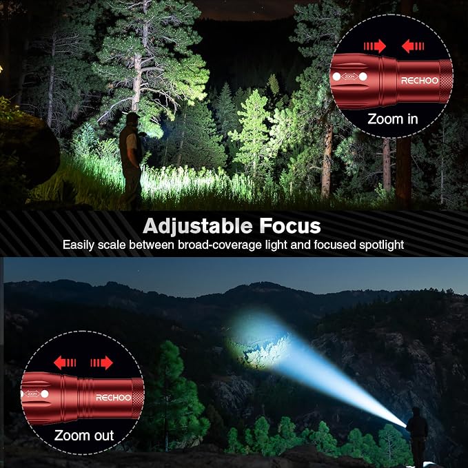 RECHOO LED Flashlight 2 Pack Red, Tactical Flashlights High Lumens - Image 3