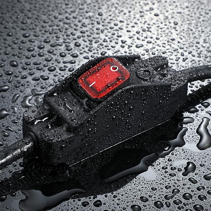 Outdoor Waterproof On/Off Switch Extension Cord, Heavy Duty 125v/250v Black - Image 3
