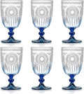 XUWAIDSGN 6Pcs Plastic Vintage Wine Glasses 13.5oz Reusable Embossed Goblet by XUWAIDSGN