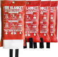 Fire Blanket for Kitchen and Home, Fiberglass Emergency Fire Blanket, 4 Pack by KingtooSize