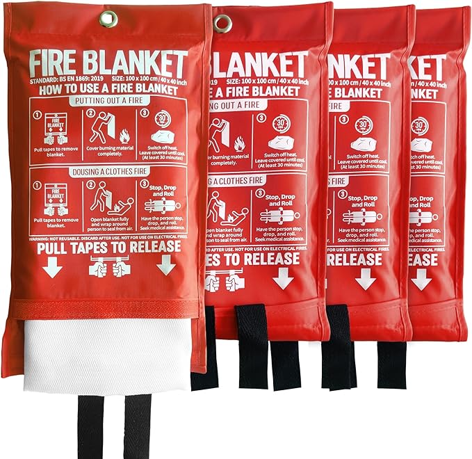Fire Blanket for Kitchen and Home, Fiberglass Emergency Fire Blanket, 4 Pack by KingtooSize