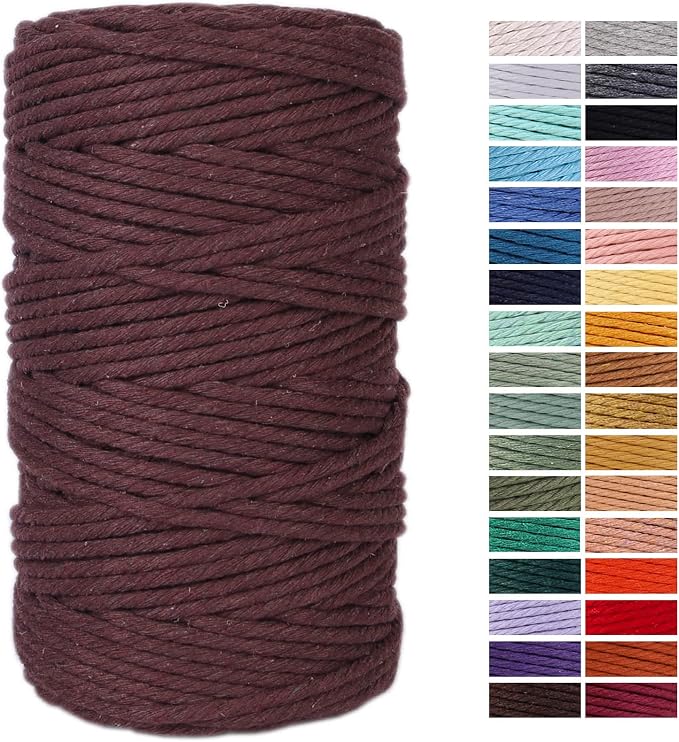 Brown Macrame Cord 4mm x 109Yards, Colored Cotton Rope Craft Cord Colorful by AestheticDesignforYou