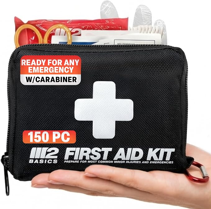 M2 BASICS Compact First Aid Kit, 150 Pieces, Portable Emergency Kit by M2BASICS