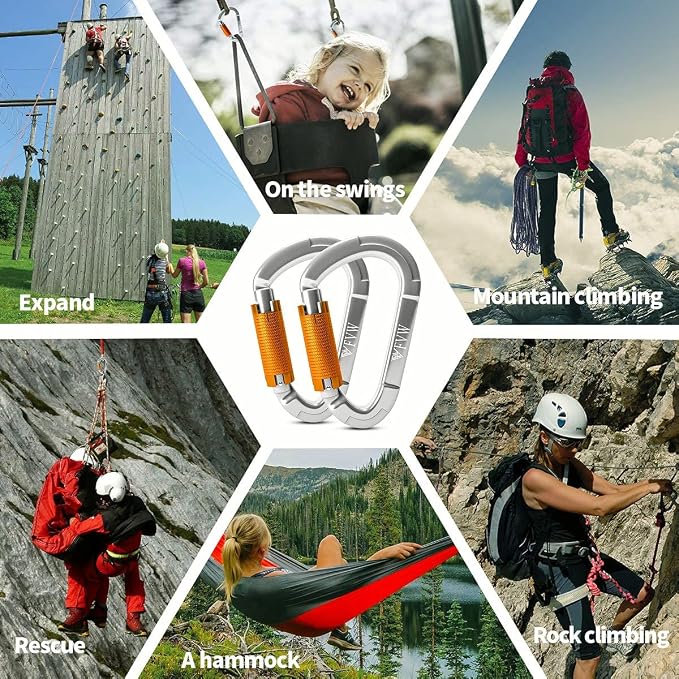 FVW Auto Locking Rock Climbing Carabiner Clips, Professional 25KN Heavy Duty - Image 6