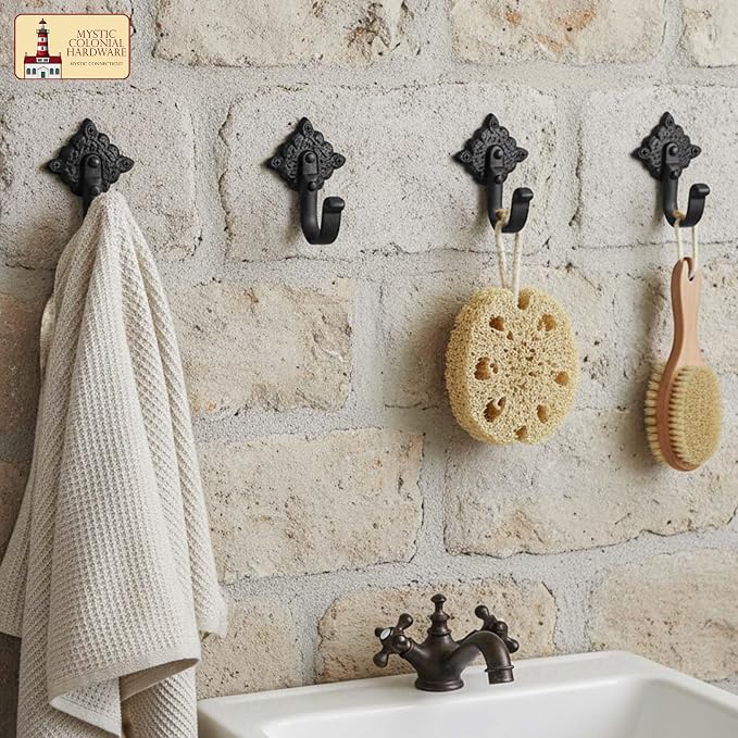 Mystic Colonial Rustic Cast Iron Wall Hooks Heavy Duty Vintage Utility Hooks - Image 5