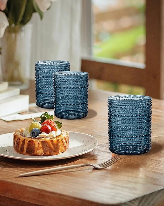 18PCS Hobnail Plastic Drinking Glasses - 14Oz Beaded Mixed Drinkware Sets - Image 7