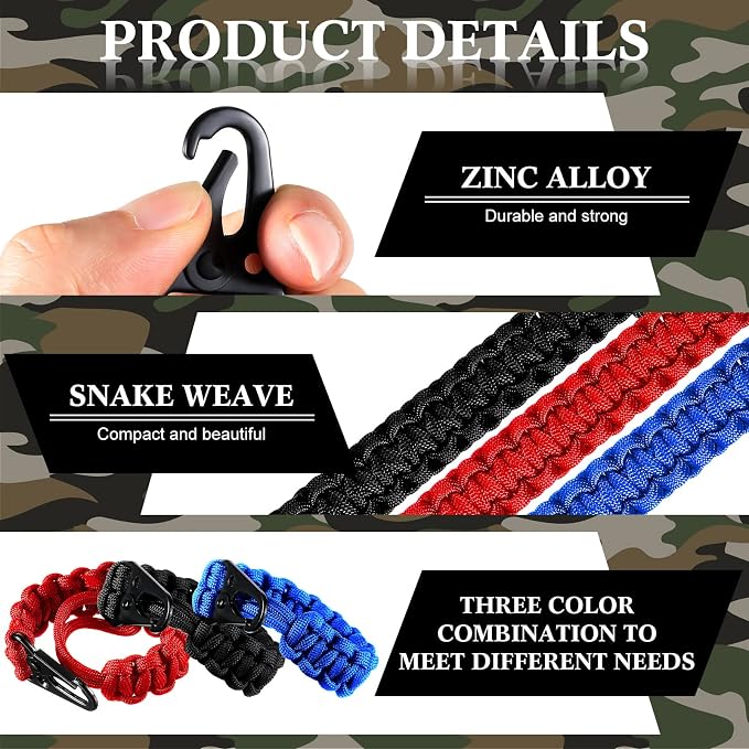 Shappy 3 Pcs Paracord Keychain Weave 550 Paracord 9 Inch Tactical Lanyard - Image 3
