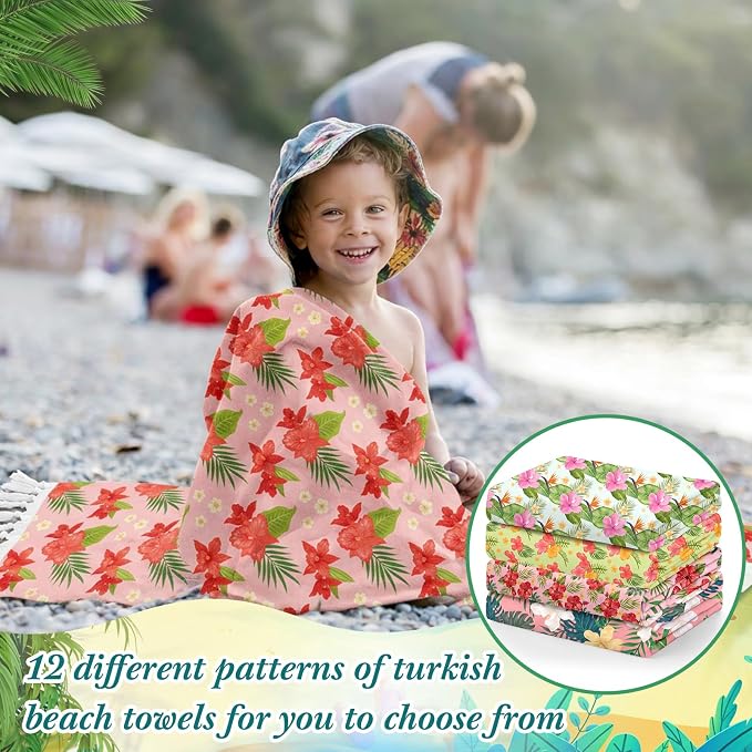 Peryiter 24 Pack Microfiber Oversize Turkish Beach Towel Set 12 Large Absorbent - Image 5