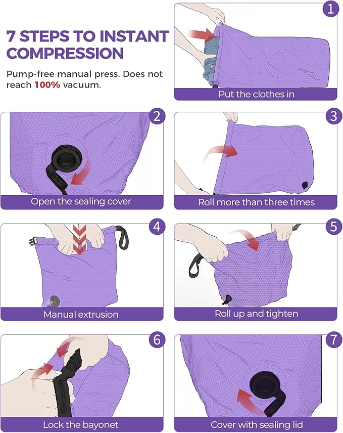 Travel Laundry Bag, Pump-free Vacuum Compression Dirty Clothes Bag, Large - Image 5