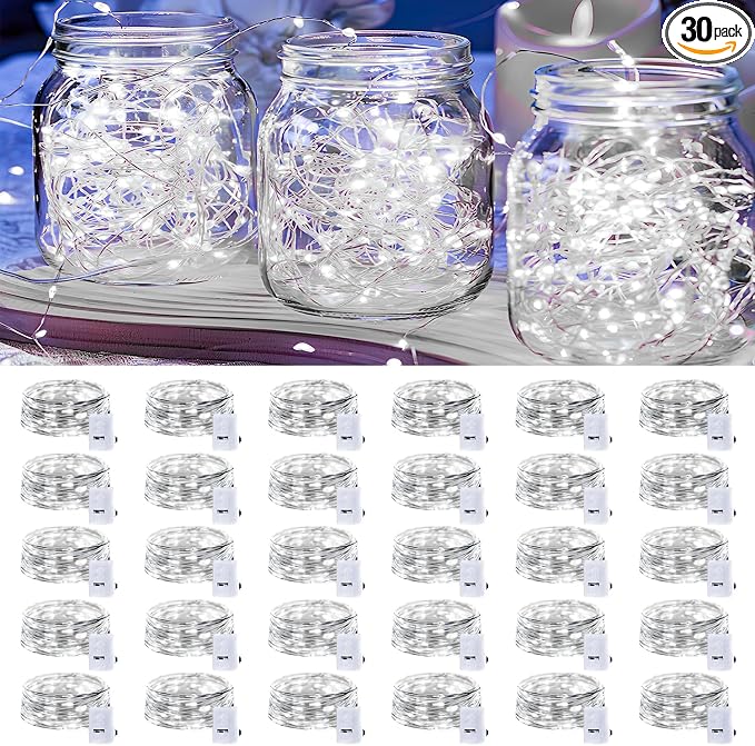 30 Pack LED Fairy Lights Battery Operated, 3 Features Blinking Slowly Blinking by Adamonda