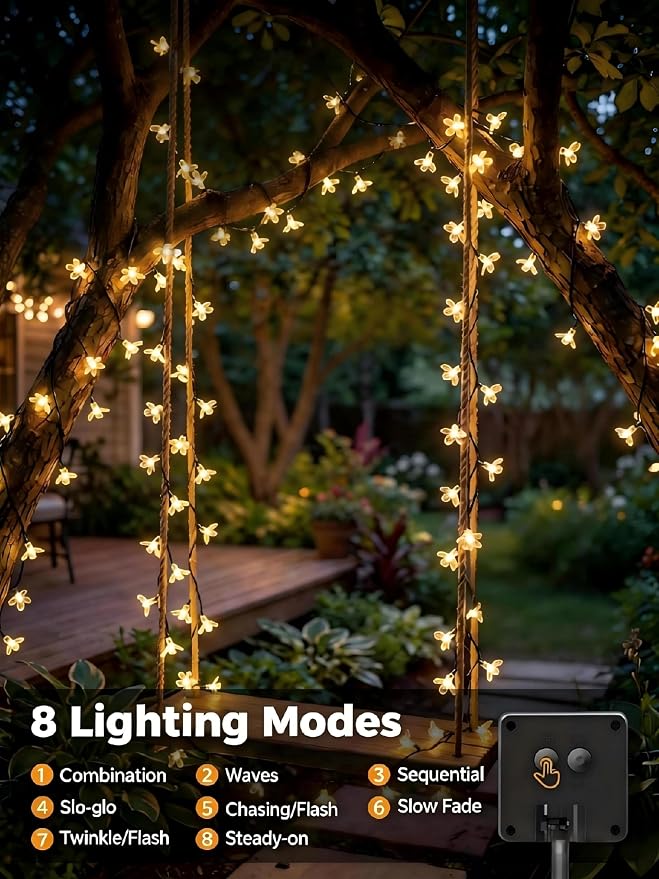 ITICdecor 2 Pack 50 LED Solar String Lights Outdoor Waterproof Flower Solar - Image 3