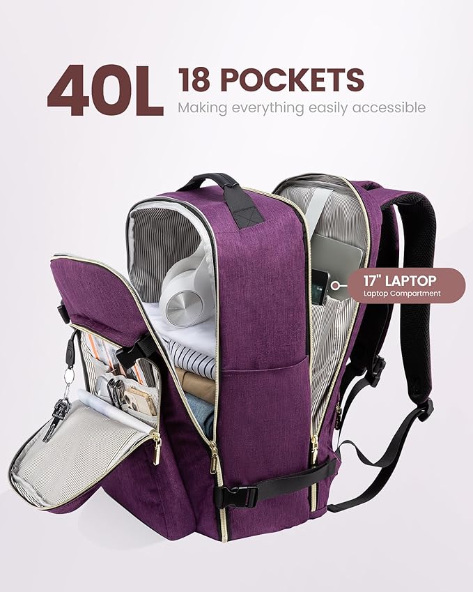 LOVEVOOK Travel Backpack for Women & Men 40L, Airline Approved Carry On - Image 3