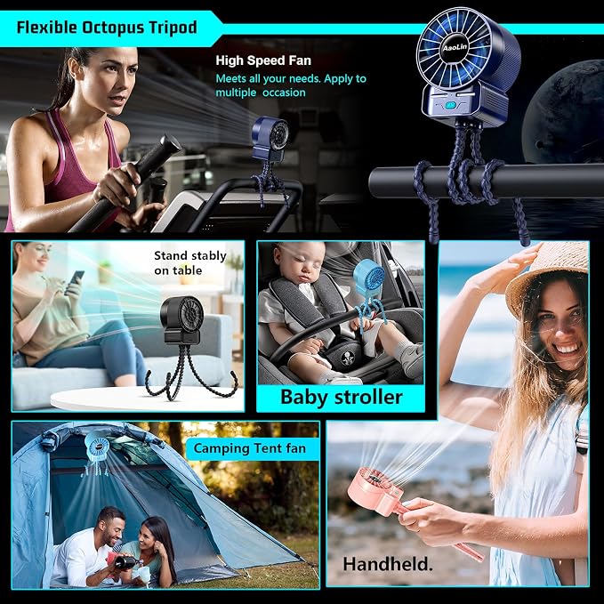 2 Pack Multifunctional Portable Stroller Fan 4 Speed 6600rpm High Speed Usb - Image 6