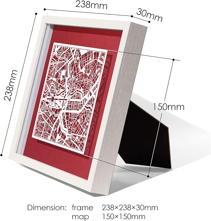 O3 Design Studio Washington D.C. Cut Map Framed, 9x9 inches, Paper Cutting Art - Image 7