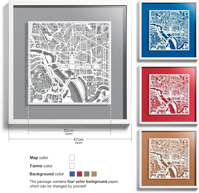 Washington D.C.s Cut Map framed by O3 Design Studio, 18x18 inches, paper - Image 2