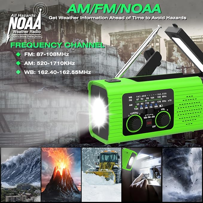 NITIGO Emergency Radio, Reading Lamp, Flashlight, SOS Alarm, Headphone Jack - Image 2