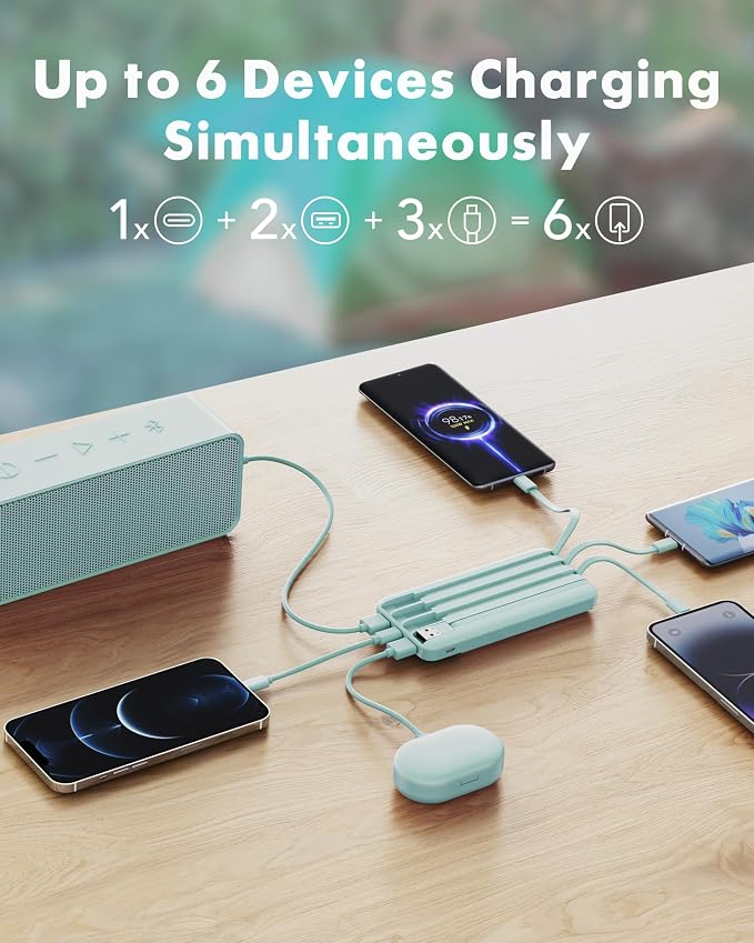 charmast Portable Charger with Built in Cables, Power Bank with Cords Wires - Image 4