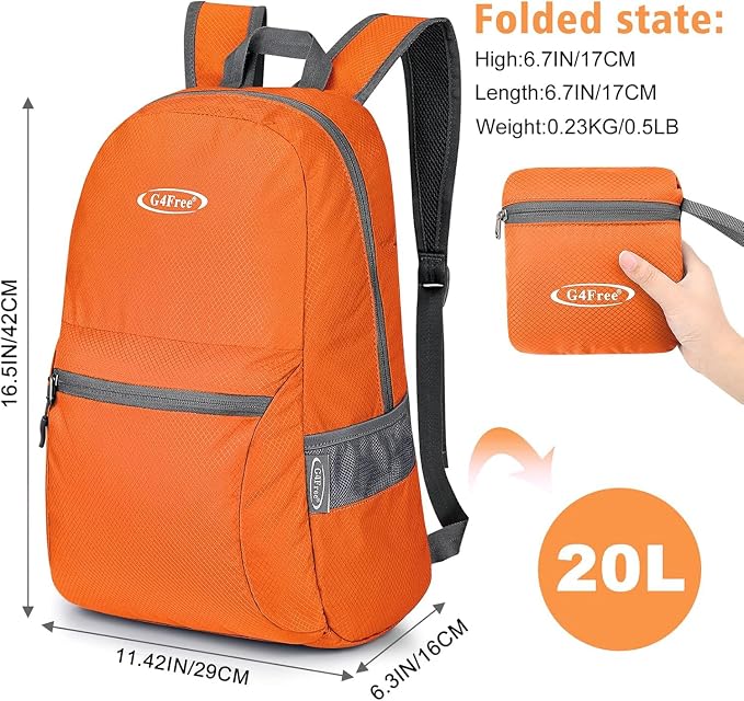G4Free 20L Lightweight Packable Backpack Travel Hiking Daypack Foldable Backpack - Image 2