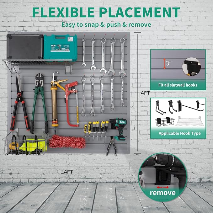 FRAYSCENT Slat Wall Paneling Garage Slat Wall Storage Systems Slatwall Panels - Image 2
