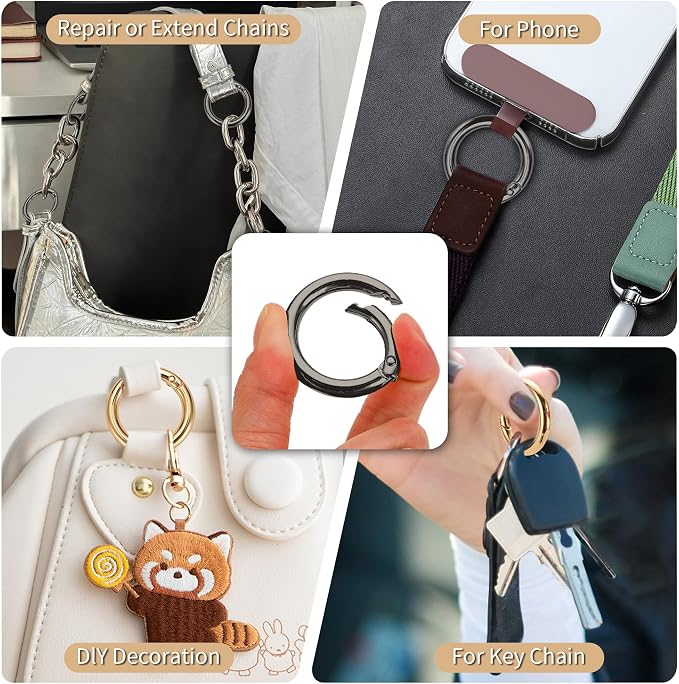 Gkeygo Key Ring Clip, 1 Inch Keychain Rings, 8 Pack Round Carabiner Clip - Image 3