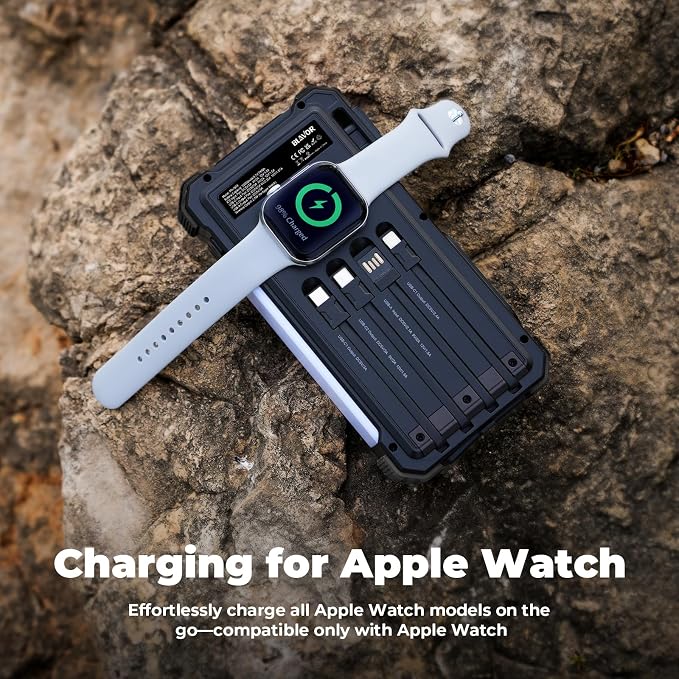 BLAVOR Solar Power Bank 20000mAh Built-in Cables, Wireless Charger - Image 4