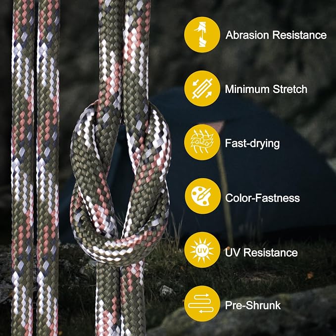 850Ib Reflective ParachuteRope, 50/100/200/500/1000ft 4MM 11 Strand Cords - Image 6