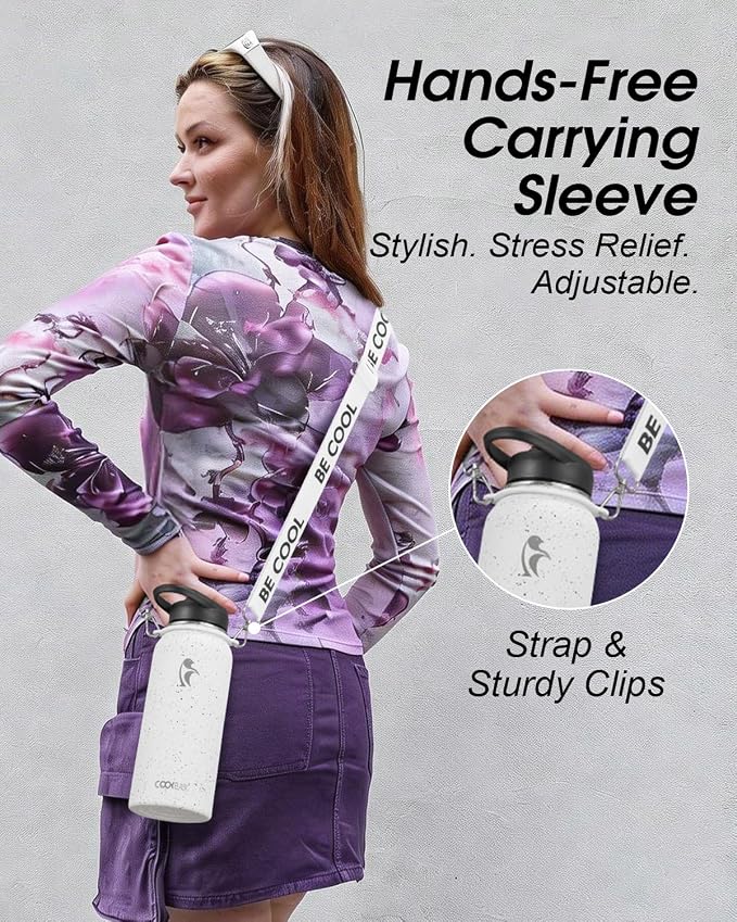 Coolflask Water Bottle with Straw, 32 oz Insulated Metal Water Flask with Straw - Image 6