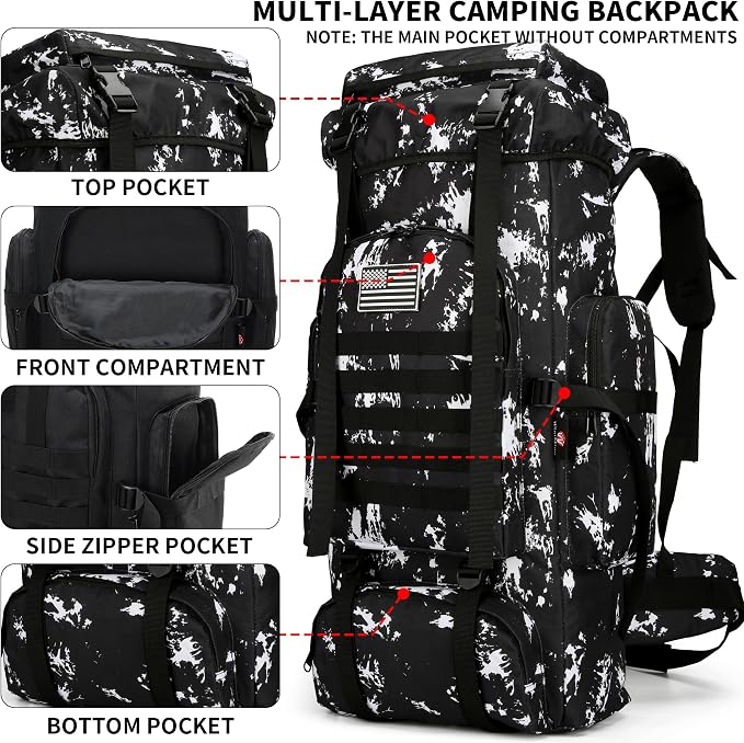 Hiking Backpack for Men 70L/100L Camping Backpack Military Rucksack Molle 3 - Image 3