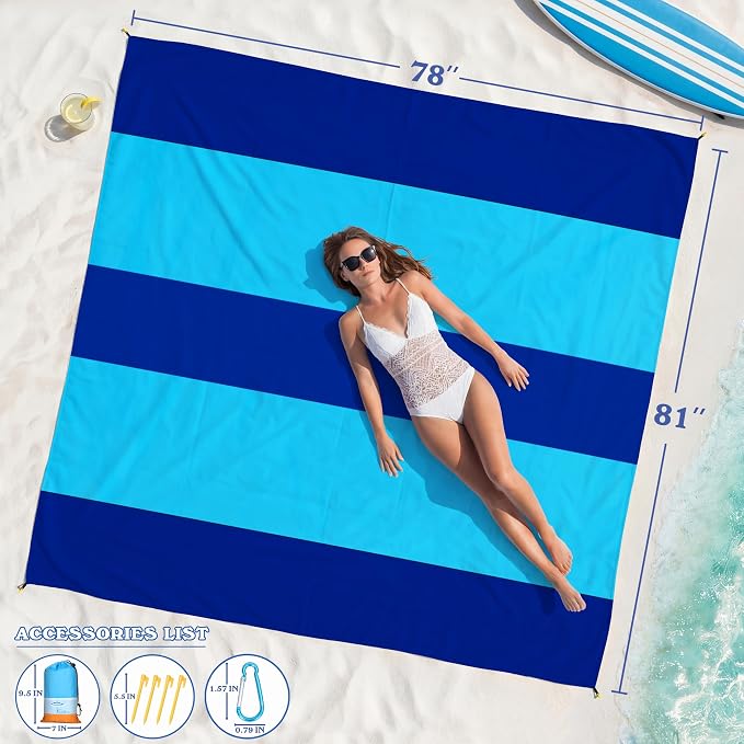Famstar Beach Blanket Oversized Extra Large 78" X 81", Waterproof Sandproof - Image 2