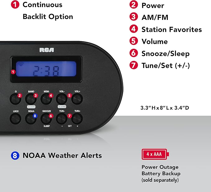 RCA RCWR7V AM/FM Weather Alert Radio - Image 6