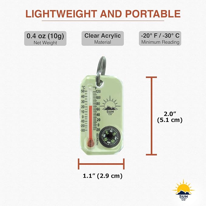 Sun Company LumaGage | Multi-Functional Glow-in-The-Dark Zipper Pull Compass & - Image 3