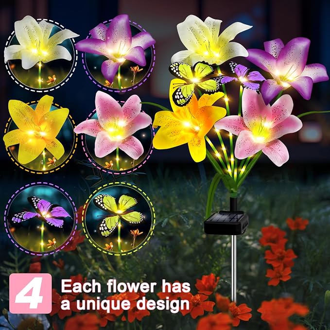 ostritec Solar Garden Lights Outdoor, 4 Pack Flower Lights - Image 4