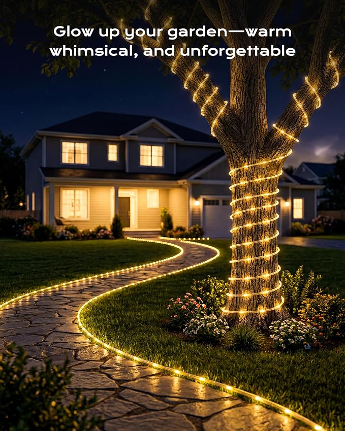 Brightown 2 Pack Solar Rope Lights, Total 78FT 200LED Warm White Solar String - Image 6