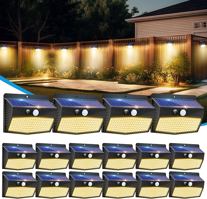Peasur 16 Packs Solar Outdoor Lights Motion Sensor Solar Security Light by Peasur