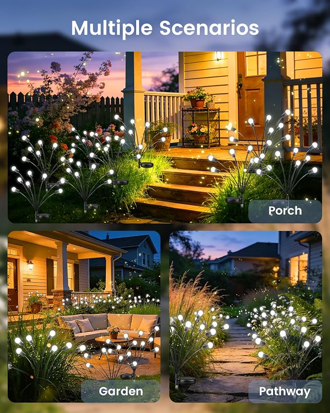 OZS 6 Pack Total 48 LED Solar Firefly Lights Fairy Outdoor - Image 7