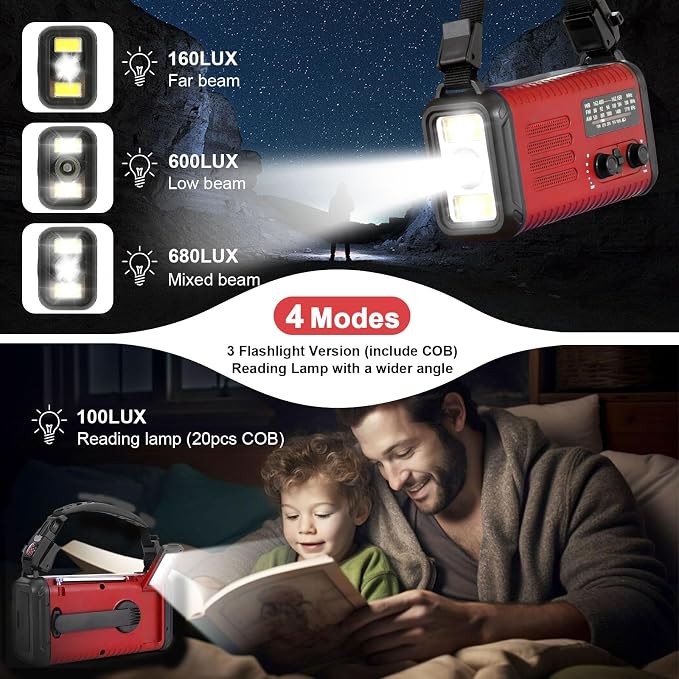 Emergency Hand Crank Solar Radio 20000mAh - Image 3