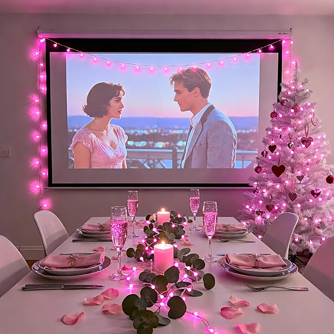 JMEXSUSS 100 LED Pink String Lights Indoor, 33 ft Connectable Globe Pink Lights - Image 3