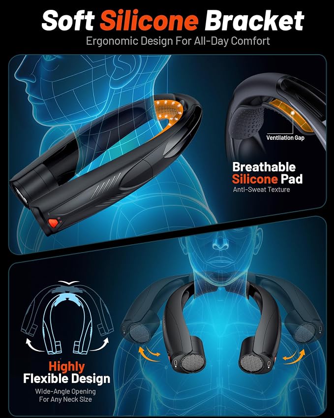 Portable Neck Fan, 6000mAh Rechargeable Personal Fan - Image 5