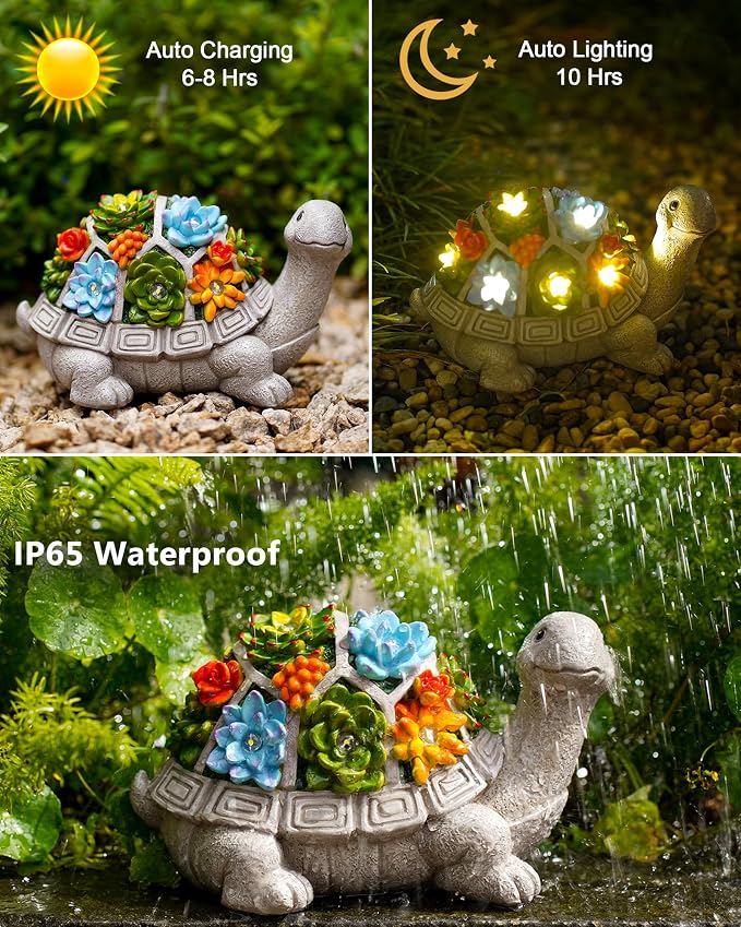 Nacome Solar Garden Outdoor Statues Turtle - Image 4