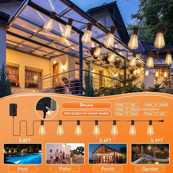 YOYONACY 100 FT Outdoor String Lights - Image 7