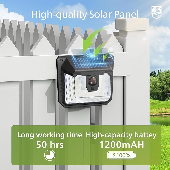 Philips Solar Lights Motion Sensor Outdoor, 120 LEDs Solar Powered Security - Image 7