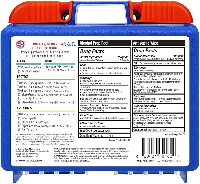 Be Smart Get Prepared 110 pc First Aid Kit: Clean, Protect Minor Cuts, Camping - Image 3