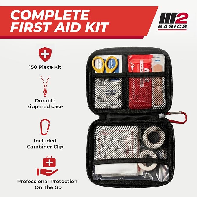 M2 BASICS Compact First Aid Kit, 150 Pieces, Portable Emergency Kit - Image 2