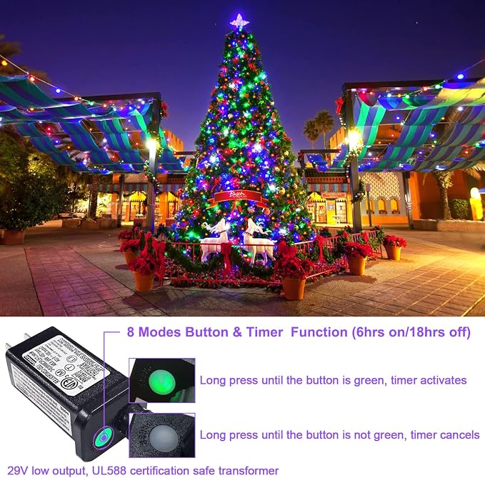JMEXSUSS 200 LED Multicolor Christmas Lights Outdoor Waterproof, 66ft - Image 6