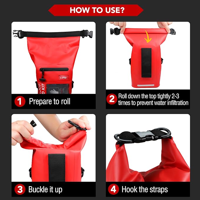 250 PCS Waterproof First Aid Kit, Roll Top Reflective Boat Dry Bag Bug Out Bags - Image 8
