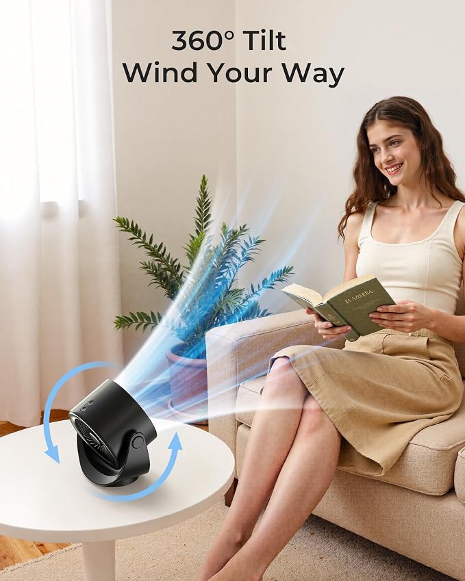 Koonie Desk Fan, LED Display Mini Table Fan, Rechargeable Personal Fan - Image 8