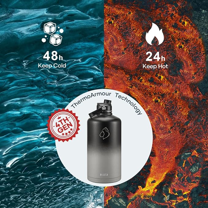 BUZIO Gallon Water Bottle Insulated, 128 oz Large Water Jug Vacuum Stainless - Image 2