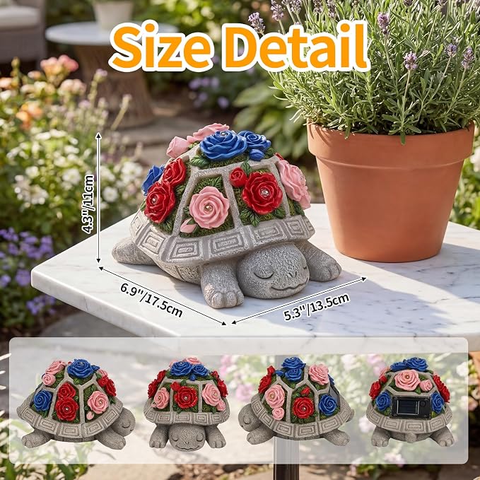 Solar Garden Decor Outdoor Turtle Statue - Image 2