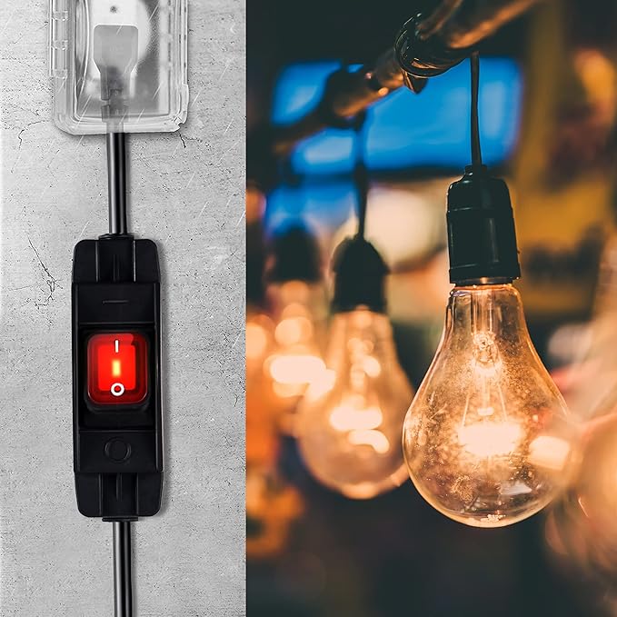 Extension Cord with Switch On/Off Waterproof Switch 10Ft No Plugging and - Image 3